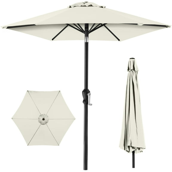 Best Choice Products 10ft Outdoor Steel Market Patio Umbrella w/ Crank, Tilt Push Button, 6 Ribs - Ivory