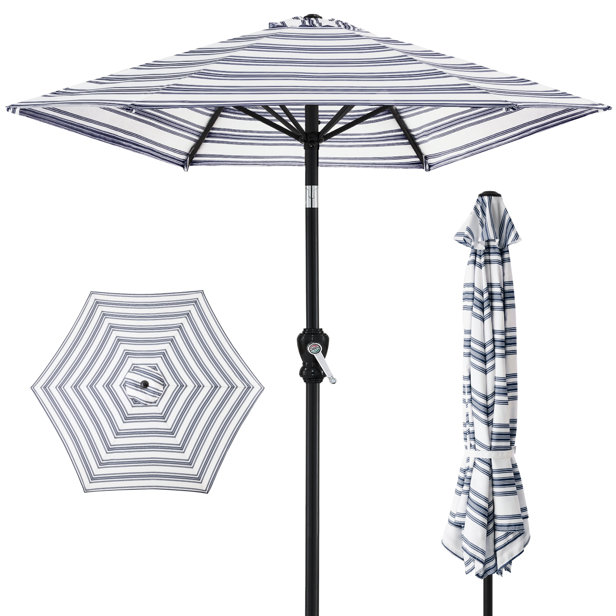 10ft outdoor steel market backyard garden patio umbrella Umbrella, Table With Push Button Tilt And Crank, Uv Protection Waterproof Sun Umbrella With 8 Sturdy Ribs For designed for durability and style in your outdoor space RoyalCraft 6.5 x 10 Ft