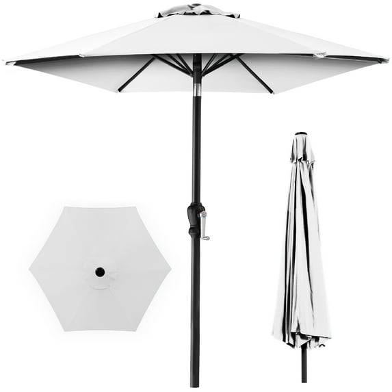 Best Choice Products 10ft Outdoor Steel Market Patio Umbrella w/ Crank, Tilt Push Button, 6 Ribs - White