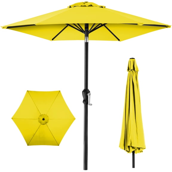 Best Choice Products 10ft Outdoor Steel Market Patio Umbrella w/ Crank, Tilt Push Button, 6 Ribs - Yellow