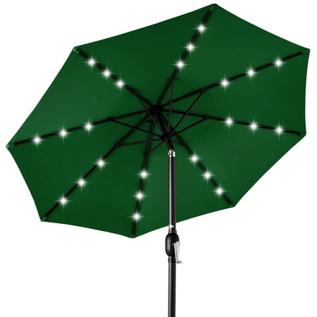 Best Choice Products 10ft Solar LED Lighted Patio Umbrella w/ Tilt Adjustment, UV-Resistant Fabric - Green