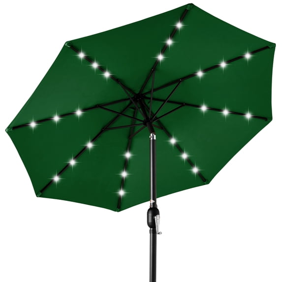 Best Choice Products 10ft Solar LED Lighted Patio Umbrella w/ Tilt Adjustment, UV-Resistant Fabric - Green