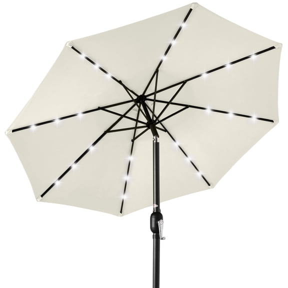 Best Choice Products 10ft Solar LED Lighted Patio Umbrella w/ Tilt Adjustment, UV-Resistant Fabric - Ivory