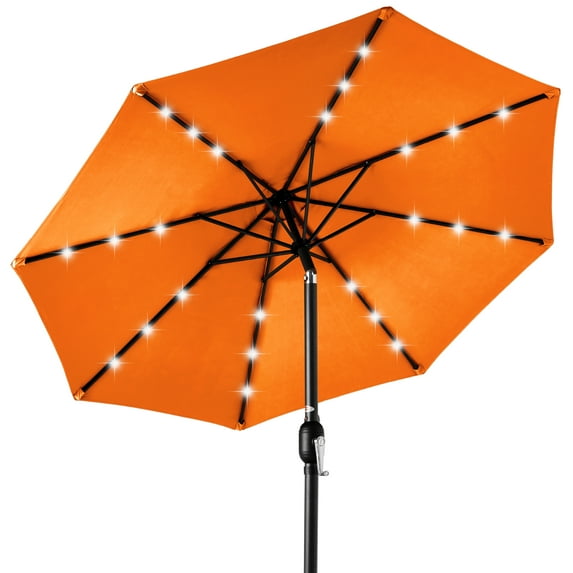 Best Choice Products 10ft Solar LED Lighted Patio Umbrella w/ Tilt Adjustment, UV-Resistant Fabric - Orange
