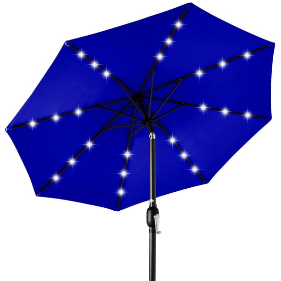 Best Choice Products 10ft Solar LED Lighted Patio Umbrella w/ Tilt Adjustment, UV-Resistant Fabric - Resort Blue