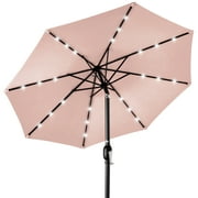 Best Choice Products 10ft Solar LED Lighted Patio Umbrella w/ Tilt Adjustment, UV-Resistant Fabric - Rose Quartz