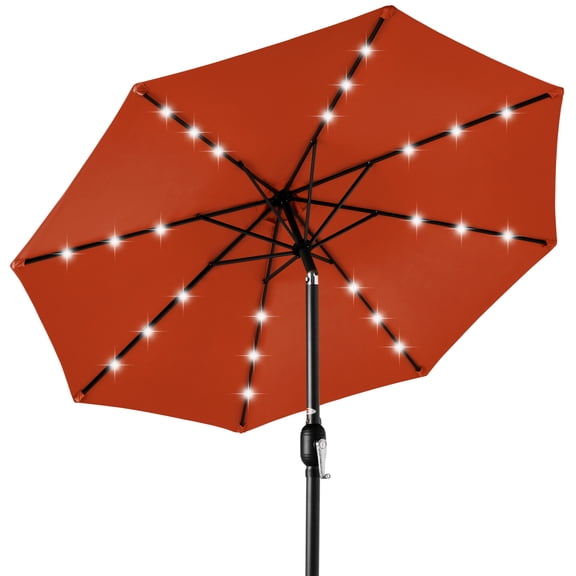 Best Choice Products 10ft Solar LED Lighted Patio Umbrella w/ Tilt Adjustment, UV-Resistant Fabric - Rust