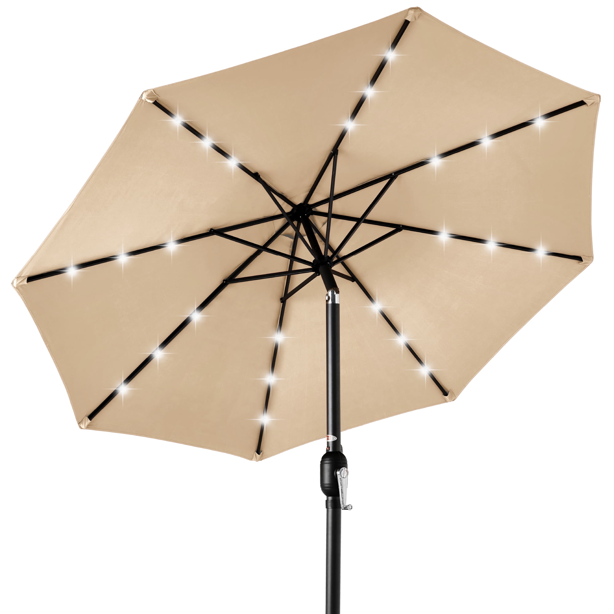 Best Choice Products 10ft Solar LED Lighted Patio Umbrella w/ Tilt Adjustment, UV-Resistant Fabric - Sand