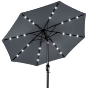Best Choice Products 10ft Solar LED Lighted Patio Umbrella w/ Tilt Adjustment, UV-Resistant Fabric - Slate