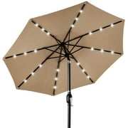 Best Choice Products 10ft Solar LED Lighted Patio Umbrella w/ Tilt Adjustment, UV-Resistant Fabric - Tan