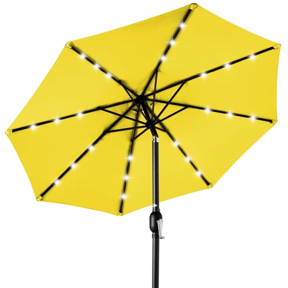 Best Choice Products 10ft Solar LED Lighted Patio Umbrella w/ Tilt Adjustment, UV-Resistant Fabric - Yellow