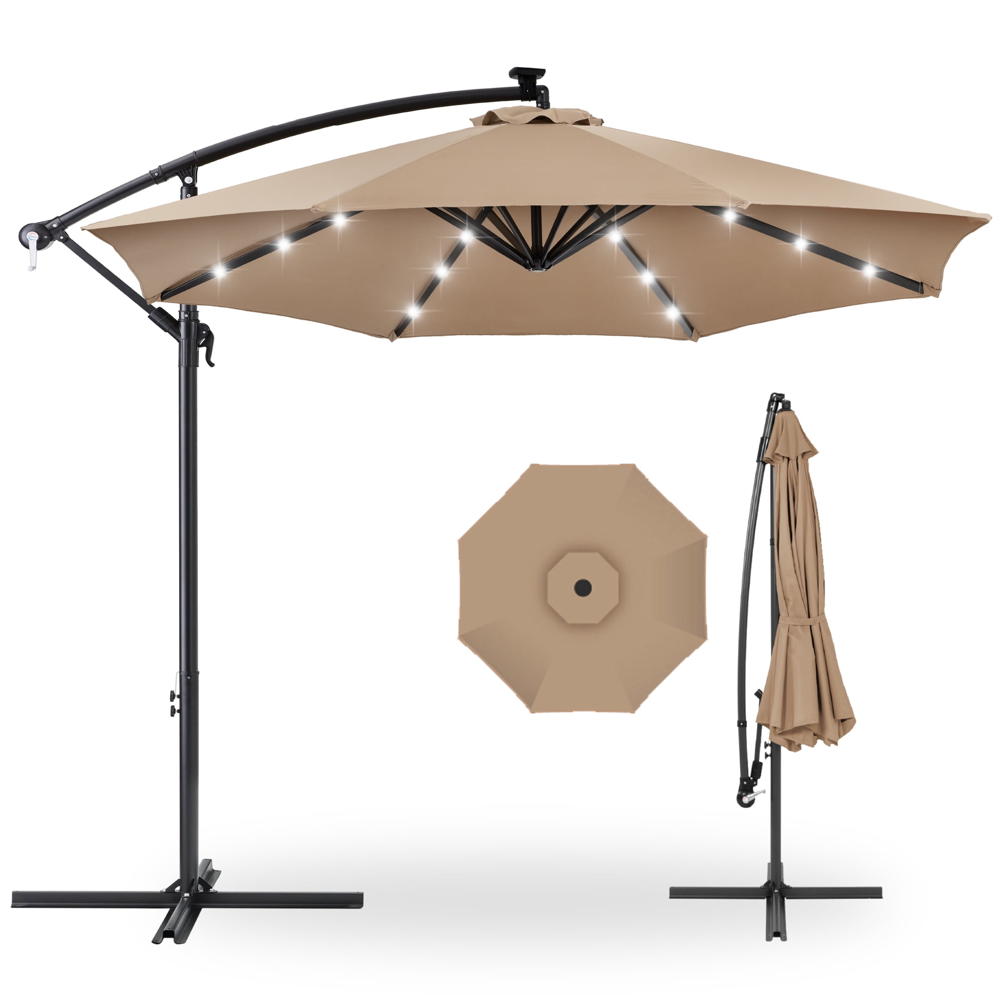 10' Solar LED Offset Umbrella