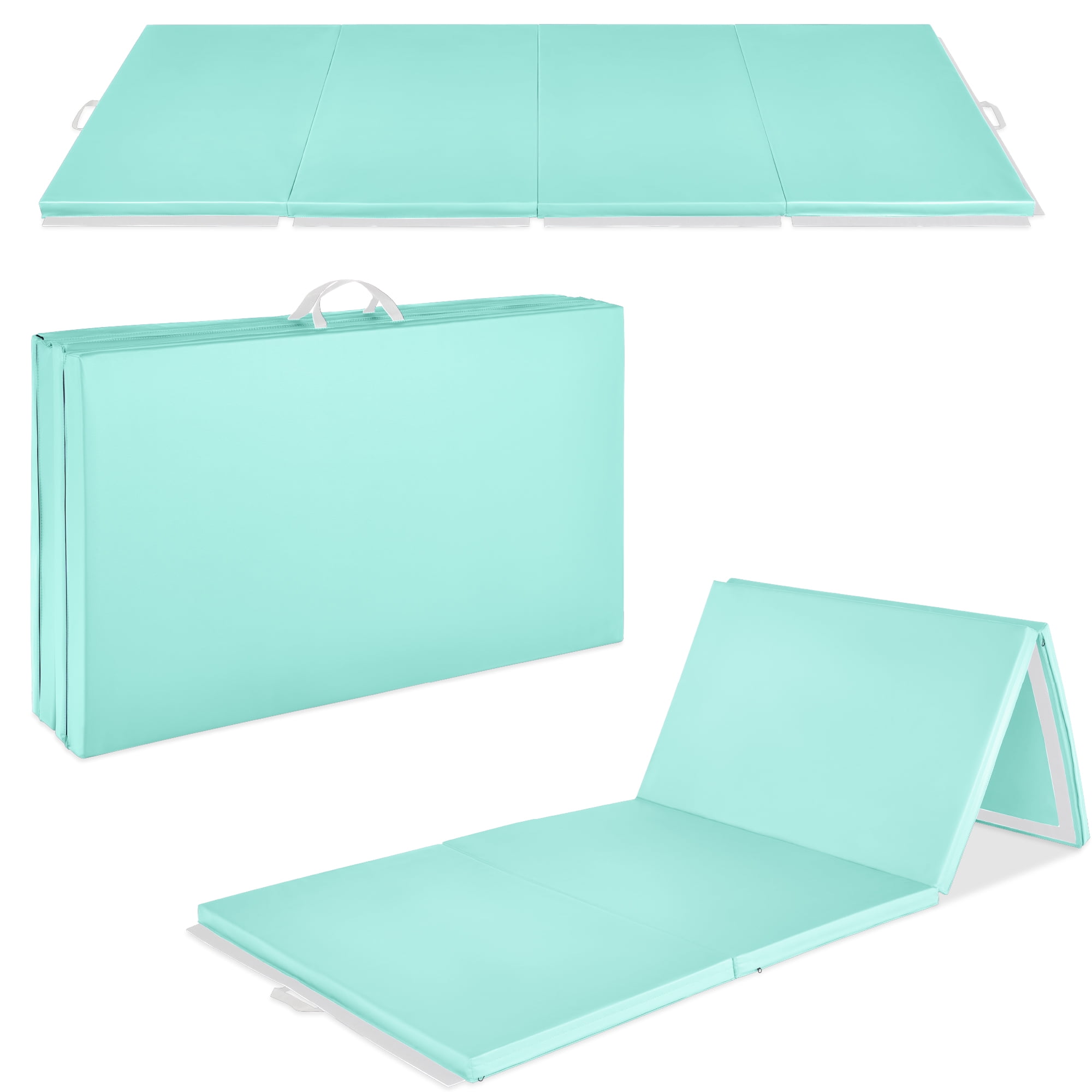 Aqua 10ft Folding Gym Mat with Handles for Yoga and Exercise