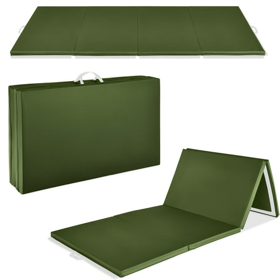 Best Choice Products 10ftx4ftx2in Folding Gym Mat 4-Panel Gymnastics Workout Floor Mats w/ Handles Jungle