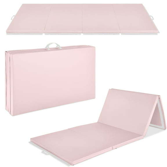 Best Choice Products 10ftx4ftx2in Folding Gym Mat 4-Panel Gymnastics Workout Floor Mats w/ Handles Smoky Quartz