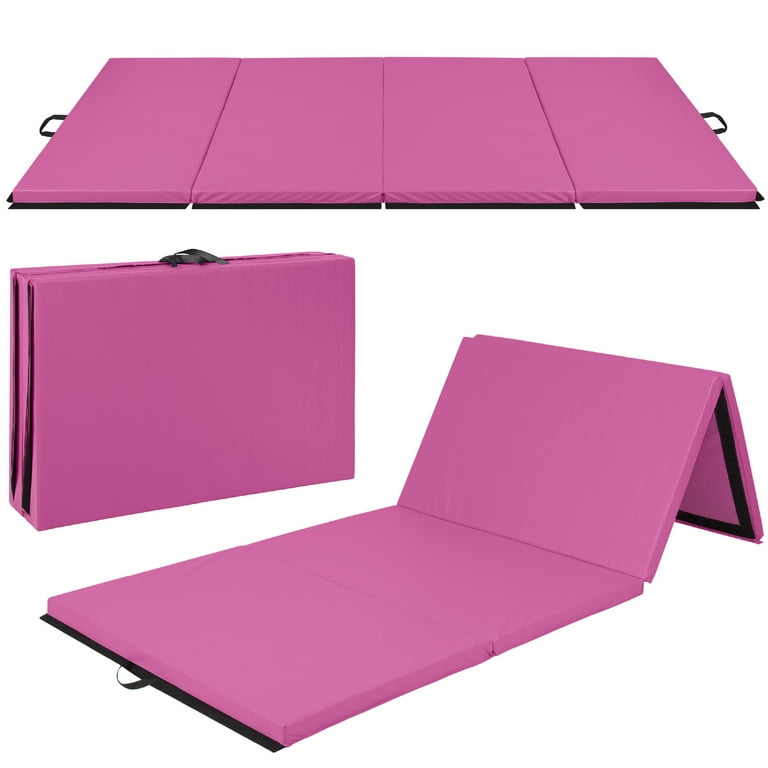 Best Choice Products 10ftx4ftx2in Folding Gymnastics Mat 4-Panel Exercise  Workout Floor Mats w/ Handles Pink 