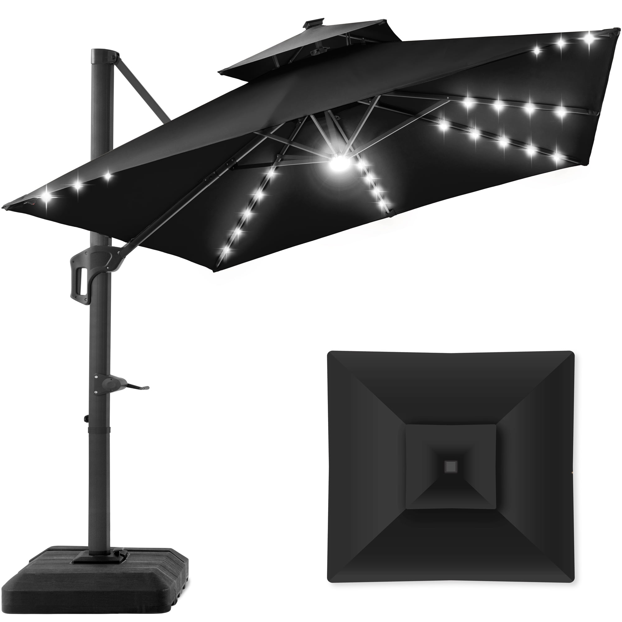 Best Choice 10x10ft 2Tier Solar LED Cantilever Patio Umbrella w