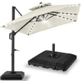 thumbnail image 1 of Best Choice Products 10x10ft 2-Tier Square Outdoor Solar LED Cantilever Patio Umbrella w/ Base Included - Ivory, 1 of 8