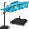 thumbnail image 1 of Best Choice Products 10x10ft 2-Tier Square Outdoor Solar LED Cantilever Patio Umbrella w/ Base Included - Sky Blue, 1 of 8