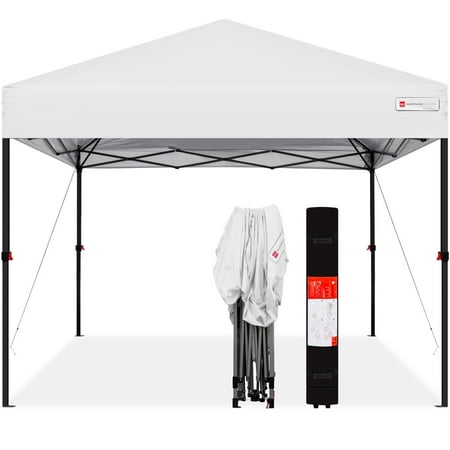 Best Choice Products 10x10ft Easy Setup Pop Up Canopy Instant Portable Tent w/ 1-Button Push, Carry Case - White