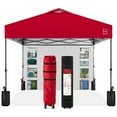 thumbnail image 1 of Best Choice Products 10x10ft Easy Setup Pop Up Canopy, Portable Tent w/ Side Wall, 1-Button Push, Case - Red, 1 of 8