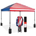 thumbnail image 1 of Best Choice Products 10x10ft Easy Setup Pop Up Canopy w/ 1-Button Setup, Wheeled Case, 4 Weight Bags - American Flag, 1 of 10