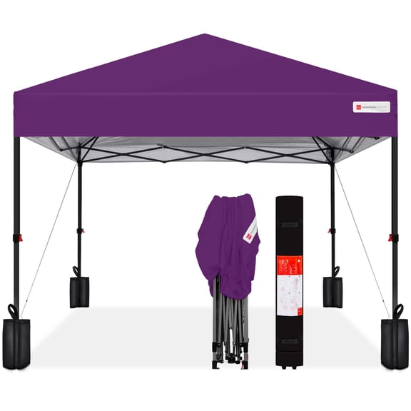 Best Choice Products 10x10ft Easy Setup Pop Up Canopy w/ 1-Button Setup, Wheeled Case, 4 Weight Bags - Amethyst Purple