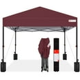 thumbnail image 1 of Best Choice Products 10x10ft Easy Setup Pop Up Canopy w/ 1-Button Setup, Wheeled Case, 4 Weight Bags - Burgundy, 1 of 11