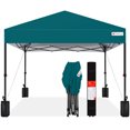 thumbnail image 1 of Best Choice Products 10x10ft Easy Setup Pop Up Canopy w/ 1-Button Setup, Wheeled Case, 4 Weight Bags - Cerulean, 1 of 10