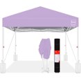 thumbnail image 1 of Best Choice Products 10x10ft Easy Setup Pop Up Canopy w/ 1-Button Setup, Wheeled Case, 4 Weight Bags - Lilac/White, 1 of 10