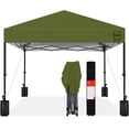 thumbnail image 1 of Best Choice Products 10x10ft Easy Setup Pop Up Canopy w/ 1-Button Setup, Wheeled Case, 4 Weight Bags - Olive Green, 1 of 10