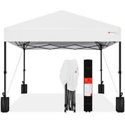 Best Choice Products 10x10ft Easy Setup Pop Up Canopy w/ 1-Button Setup, Wheeled Case, 4 Weight Bags - White