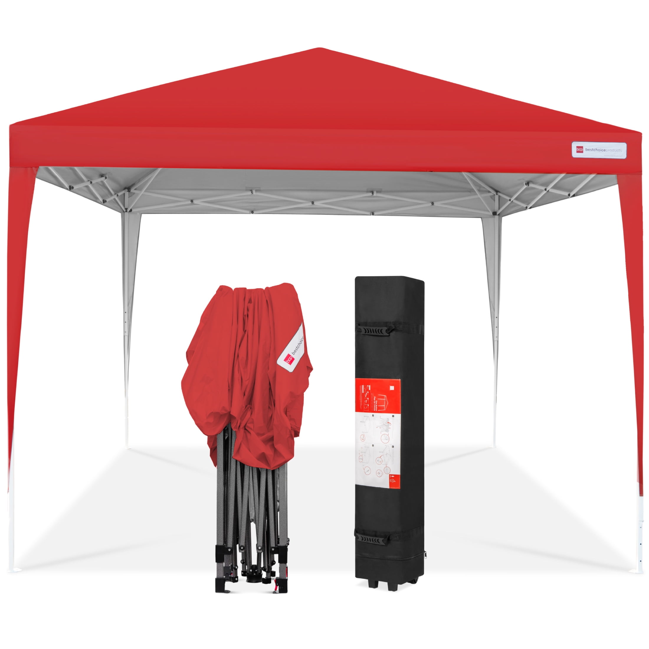 Red 10x10ft Portable Pop-Up Canopy Tent with Carrying Bag