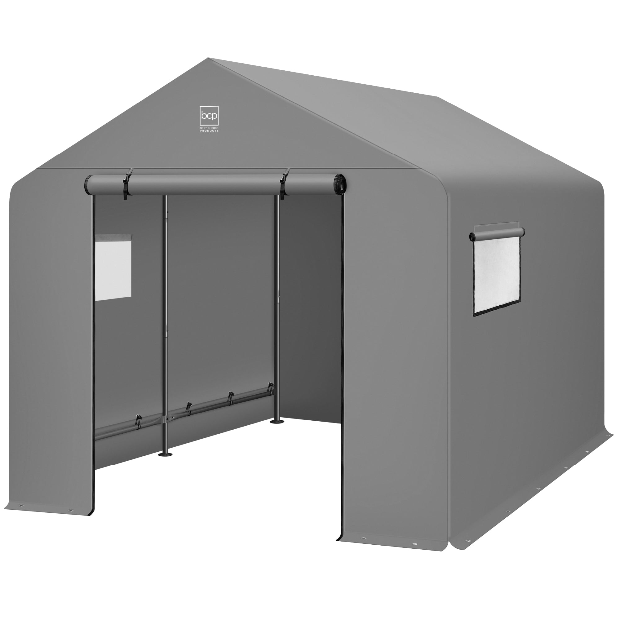 Best Choice Products 10x8ft Outdoor Fabric Storage Shed, Steel Frame, Dual Roll-Up Zipper Doors, Window - Gray
