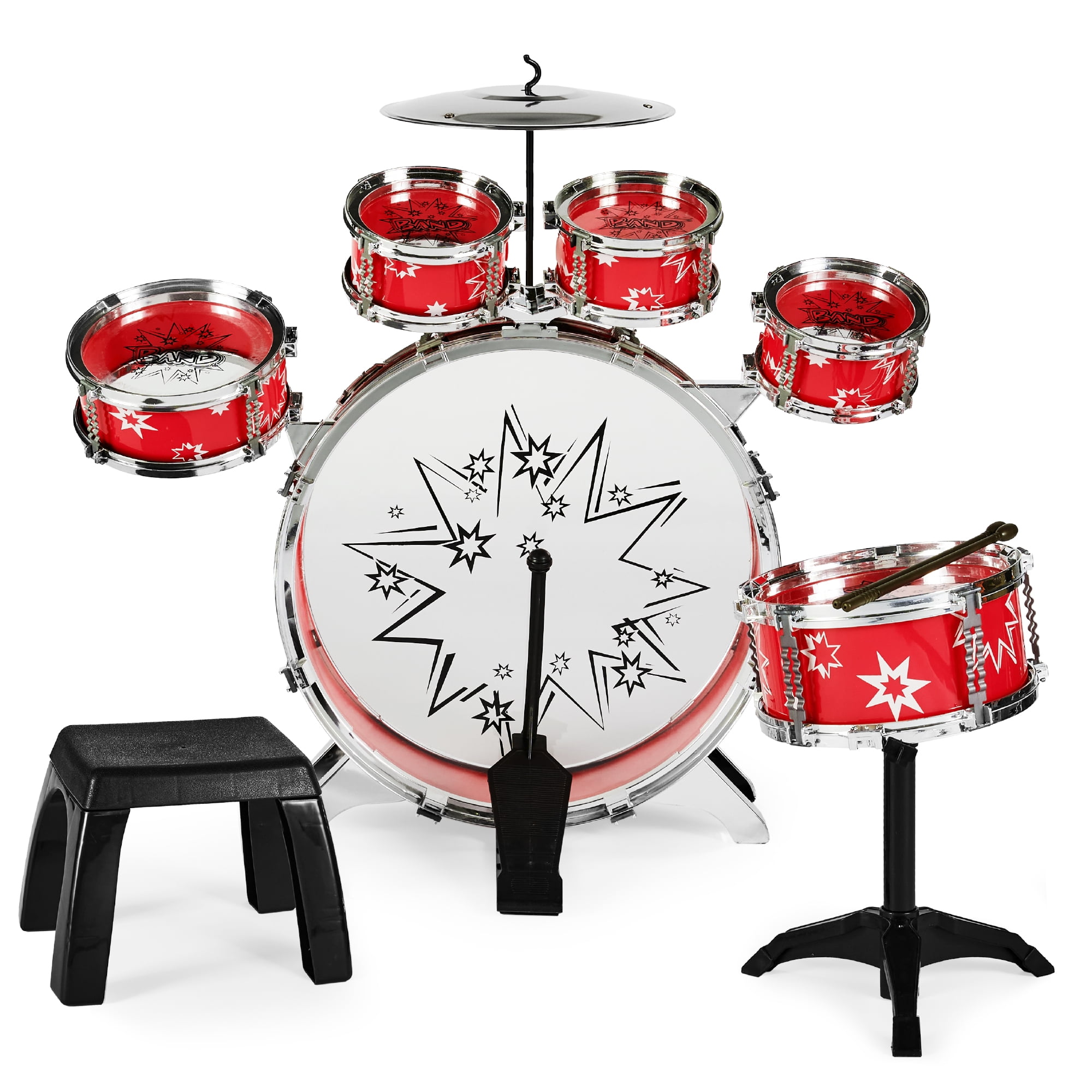 Best Choice Products 11-Piece Kids Starter Drum Set w/ Bass