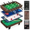 thumbnail image 1 of Best Choice Products 11-in-1 Kids Combo Game Set w/ Ping Pong, Foosball, Air Hockey, 5 Accessory Bags - Dark Wood, 1 of 8