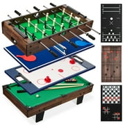 Best Choice Products 11-in-1 Kids Combo Game Set w/ Ping Pong, Foosball, Air Hockey, 5 Accessory Bags - Dark Wood