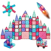 Best Choice Products 110-Piece Kids Magnetic Tiles Set, Educational Building STEM Toy w/ Case - Pink