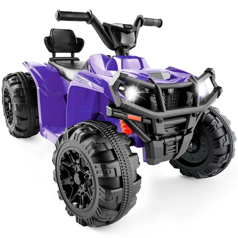 Best Choice Products 12V Kids Ride-On ATV Quad w/ Bluetooth, 2.4mph Max, Treaded Tires, LED Lights, Radio - Purple