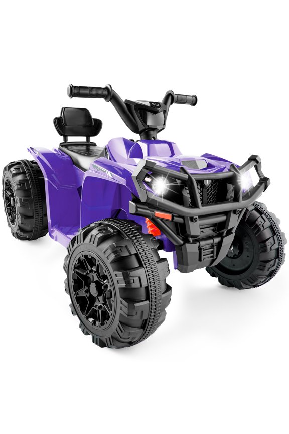 12V Kids Ride-On ATV Quad w/ Bluetooth, 2.4mph Max, Treaded Tires, LED Lights, Radio - Purple