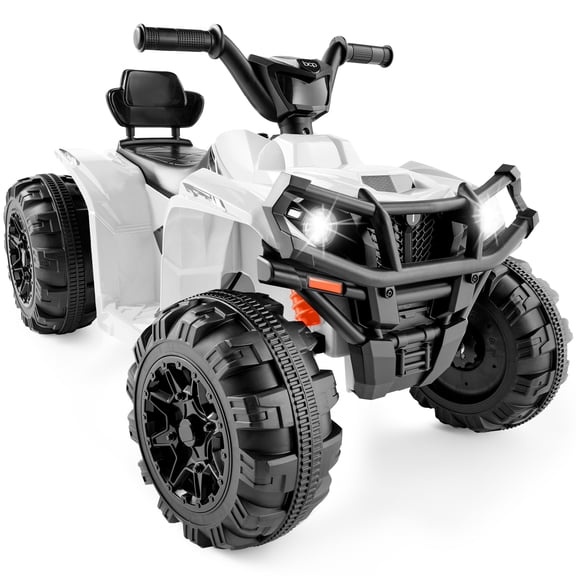 Best Choice Products 12V Kids Ride-On ATV Quad w/ Bluetooth, 2.4mph Max, Treaded Tires, LED Lights, Radio - White