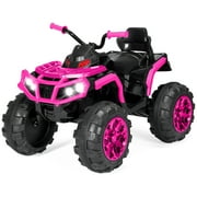 Best Choice Products 12V Kids Ride-On ATV Quad w/ Bluetooth, 3.7mph Max, Treaded Tires, LED Lights, Radio - Hot Pink