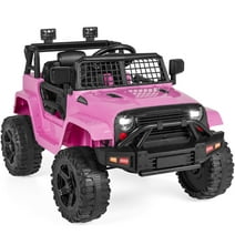 Best Choice Products 12V Kids Ride On Truck Car w/ Parent Remote Control, Spring Suspension, LED Lights - Pink