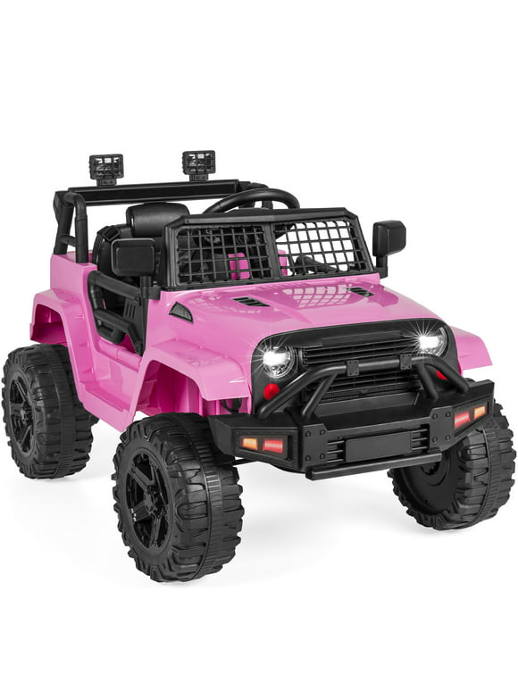Best Choice Products 12V Kids Ride On Truck Car w/ Parent Remote Control, Spring Suspension, LED Lights - Pink