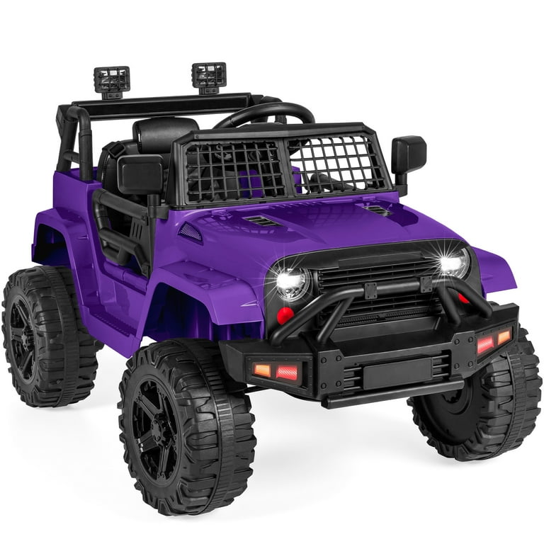 Best Choice Products 12V Kids Ride On Truck Car w Parent Remote Control Spring Suspension LED Lights Purple