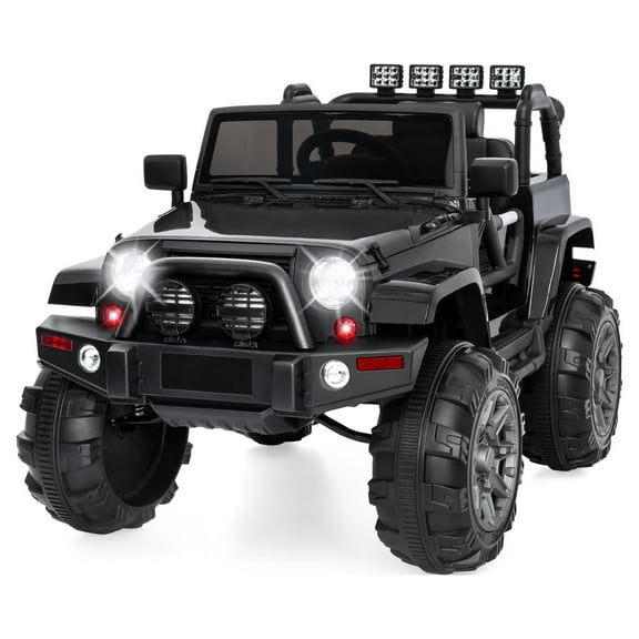 Best Choice Products 12V Kids Ride On Truck Car w/ Remote Control, Spring Suspension, Bluetooth, LED Lights - Black