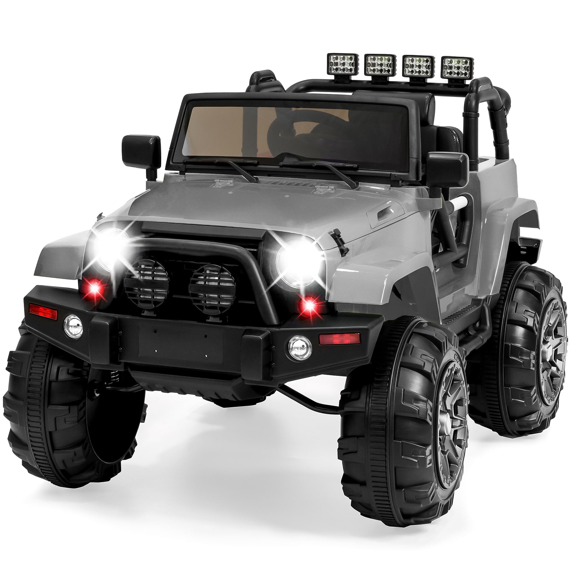 Best Choice Products Jumbo 12V Kids Electric Ride On Car with Parent Remote, Seat Harness, 65 lb Capacity - Light Gray