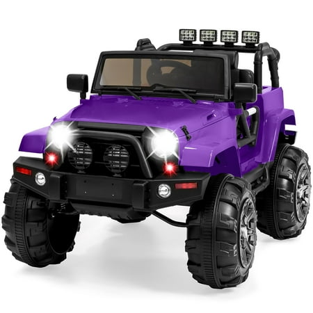 Best Choice Products 12V Kids Ride On Truck Car w/ Remote Control, Spring Suspension, Bluetooth, LED Lights - Purple