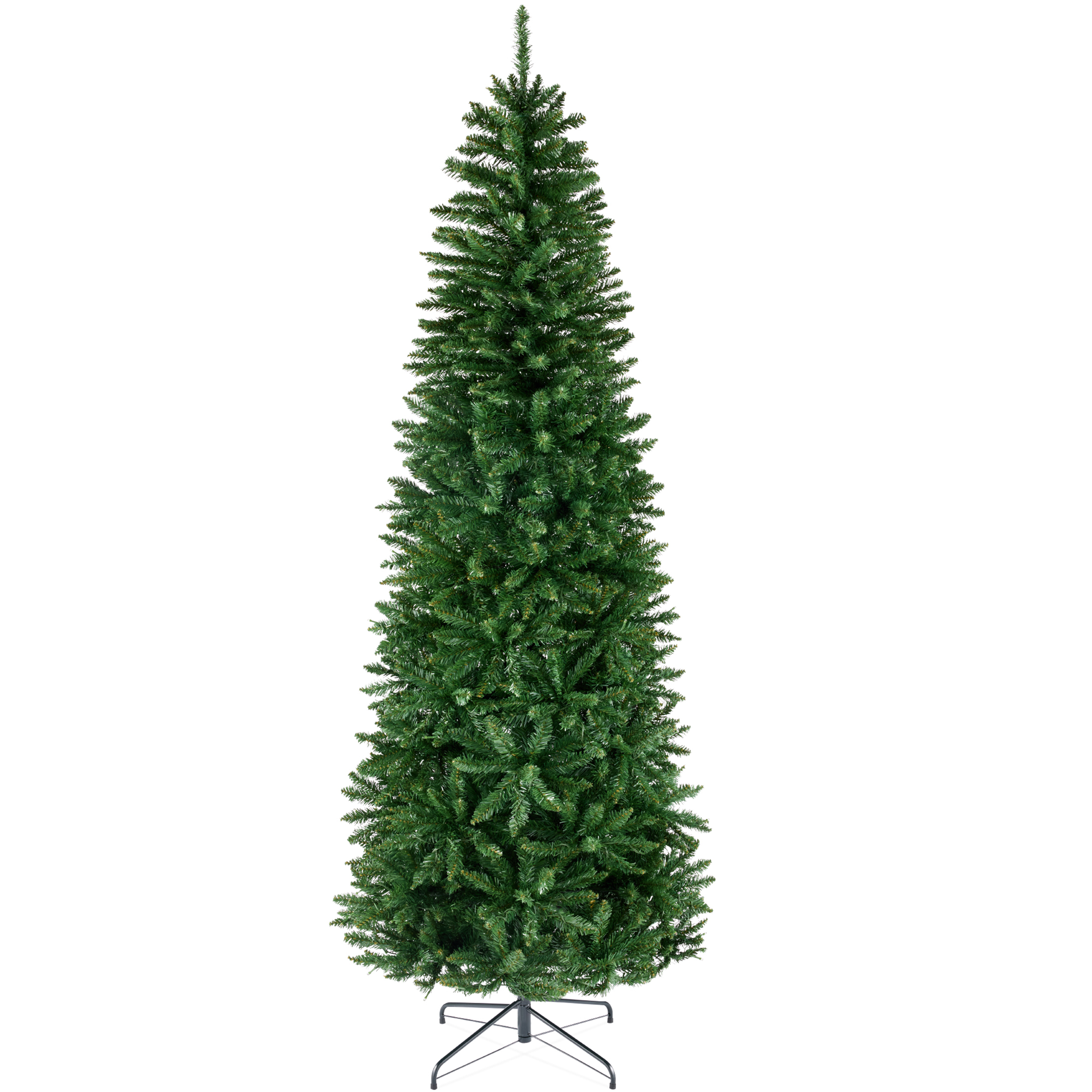 Best Choice Products 12ft Unlit Pencil Christmas Tree, Spruce Style Holiday Decor w/ 1,818 Branch Tips, Metal Base