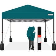 Best Choice Products 12x12ft Easy Setup Pop Up Canopy w/ 1-Button Setup, Wheeled Case, 4 Weight Bags - Cerulean